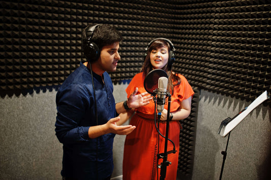 Beginner Voice Over Course student in a professional recording studio